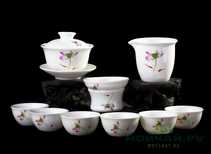 Набор посуды для чайной церемонии из 9 предметов  # 25862 фарфор: гайвань 140 мл гундаобэй 150 мл сито 6 пиал по 35 мл